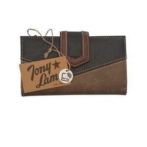 NWT! Tony Lama  3-Tone Brown Magnetic Snap Credit Card Bifold Wallet